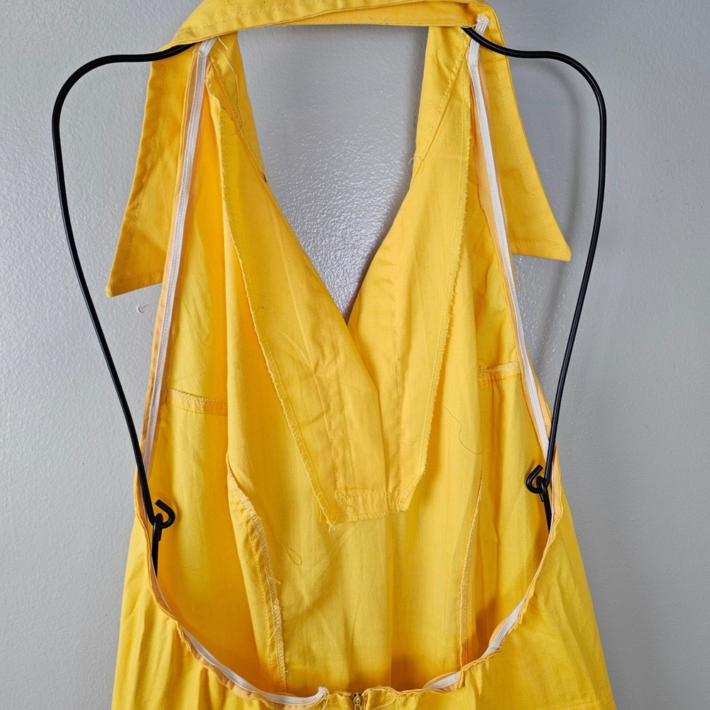 Vintage‎ Wide Leg Halter Jumpsuit Sz XS S Yellow Open Back - Picture 12 of 14